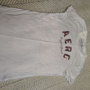 Aeropostale White Tee with Pink Sequin Logo